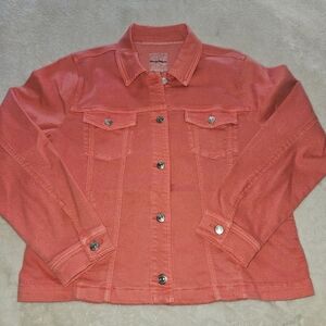 Tommy Bahama Leila Mineral Wash Button Front Denim Jacket: Lt Pomodoro: Medium
